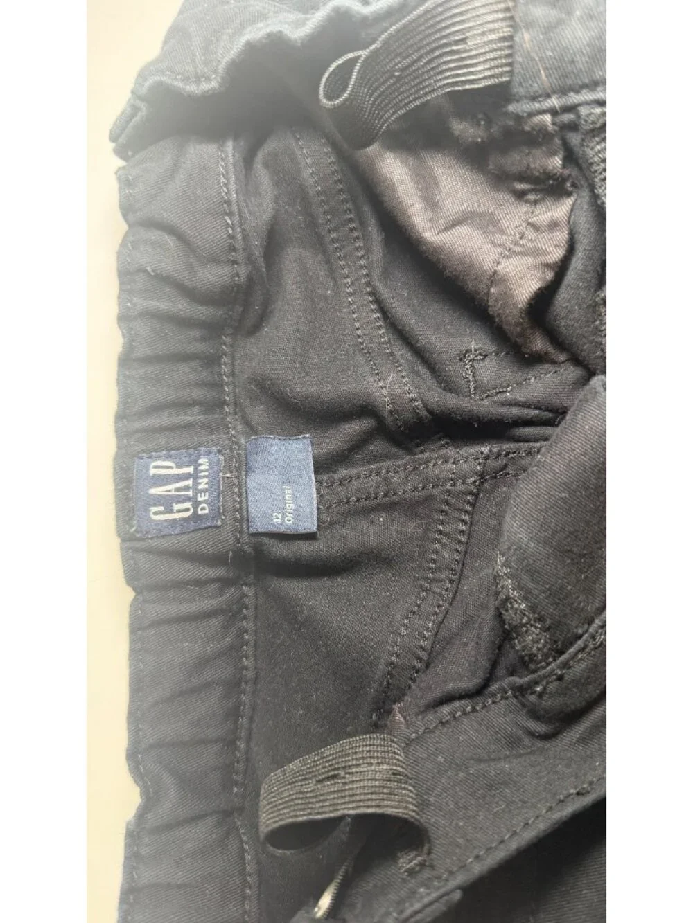 GAP Denim Boys Size 12 Black Jeans Original Fit Elastic Waist Adjustable Youth